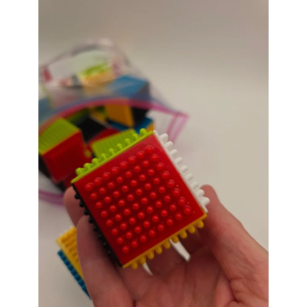 Multi Color Bristle Block Sensory Building Cubes Interlocking Toy Lot of 22
